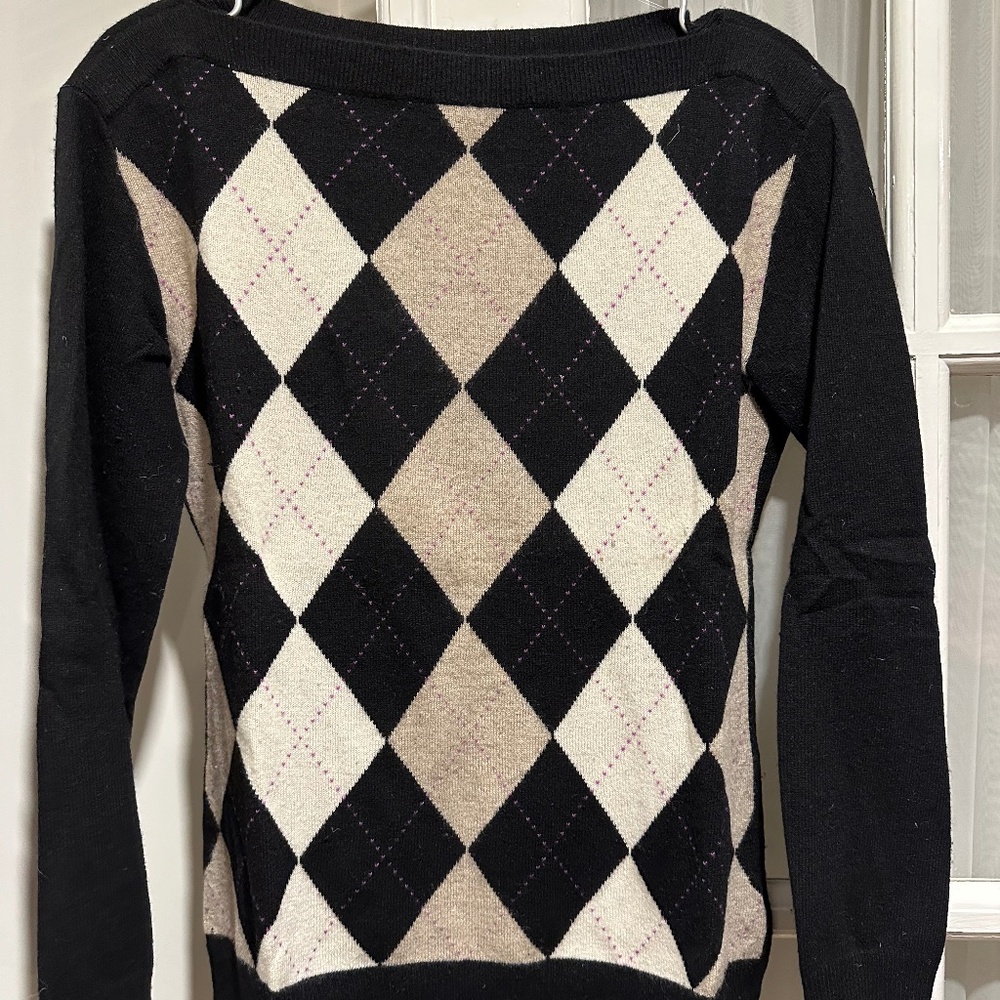 Banana Republic Cashmere Argyle Sweater Women's Small
